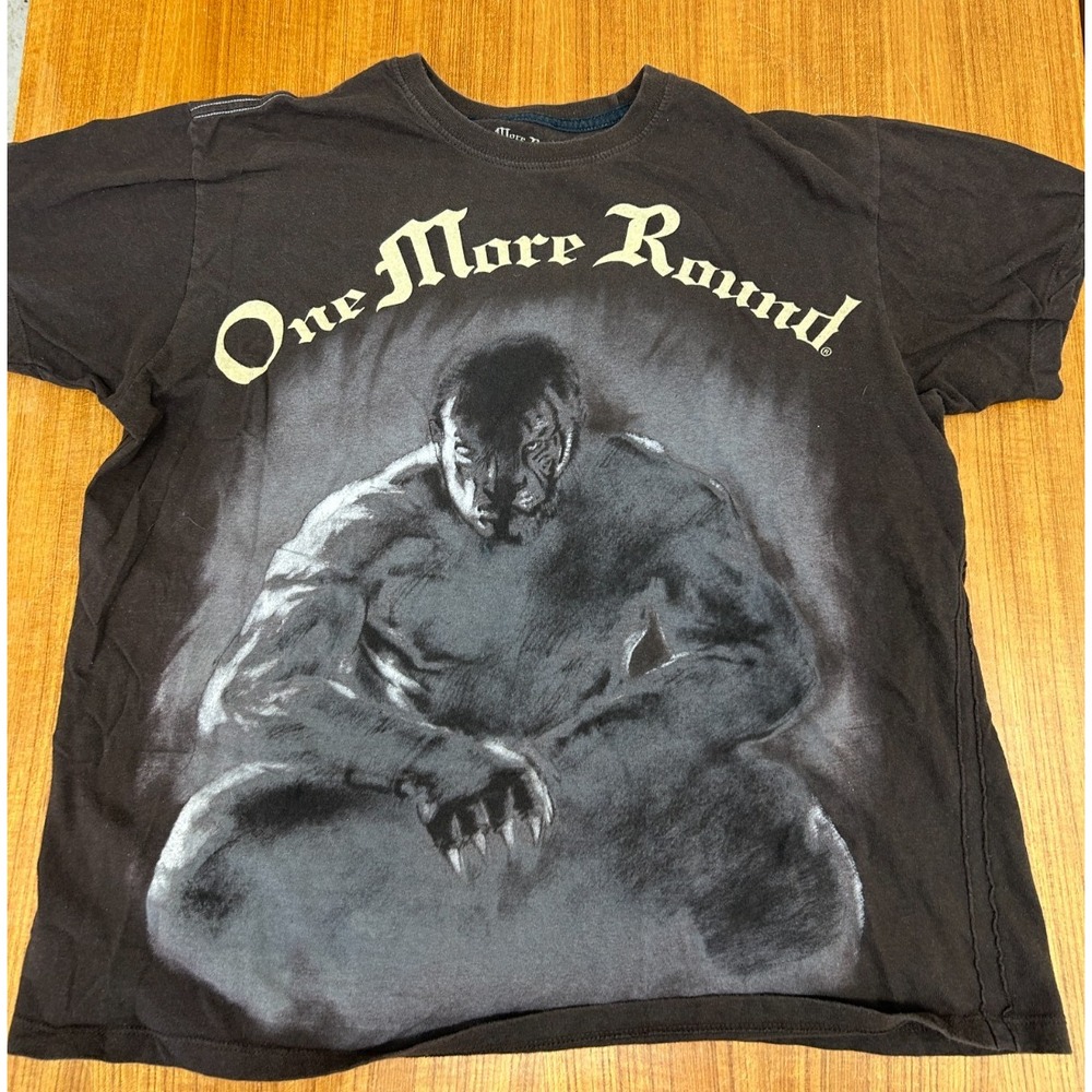One More Round MMA Shirt Mens XL Black Graphic Tee Werewolf Beast Y2K Vintage